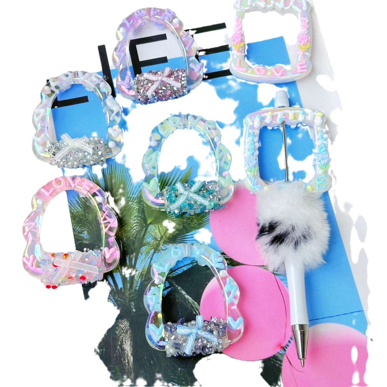 Wholesale 5pcs 3mm Full Diamond Flower Photo Frame Special Shaped Hand-painted Beads